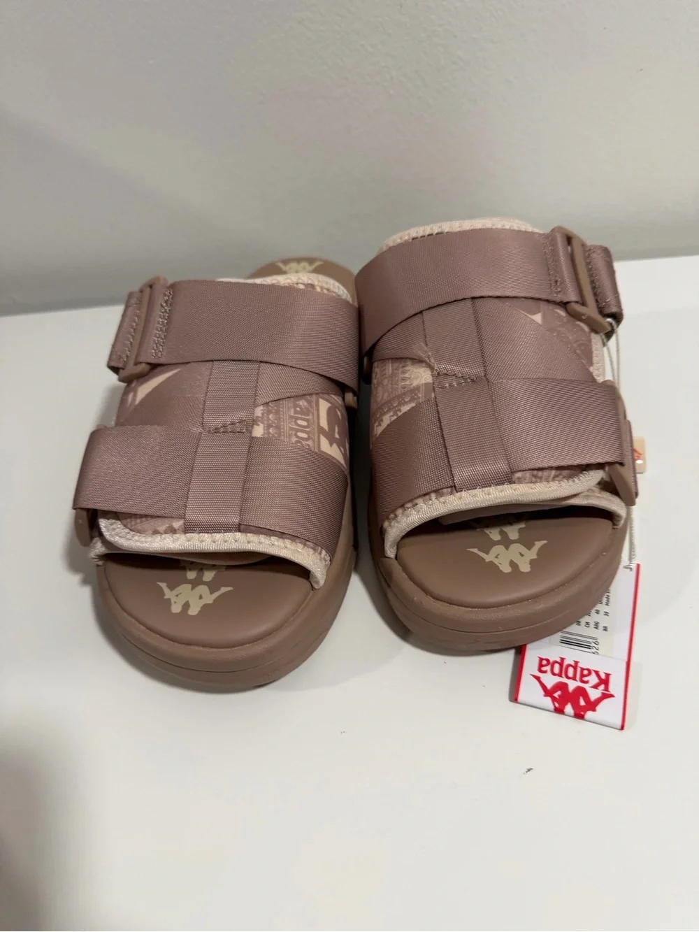 Kappa Taupe Slide Sandals with Adjustable Straps